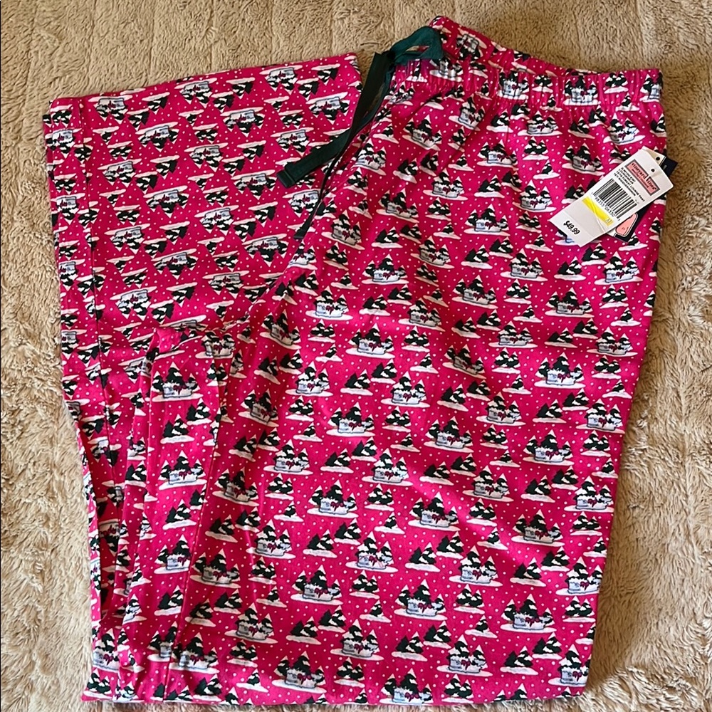 NWT M Women’s Vineyard Vines Yeti Winter Christmas Pajama Pants Loungewear Pink